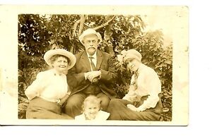 Nice Looking Couple and Child Outdoor Antique Photo Post Card Real Picture Post Card F