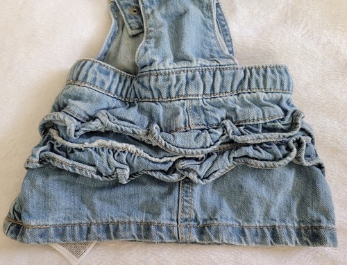Old Navy Infant Girls Size 0-3 Months Denim Jumper Jean Dress Ruffled Back Cute! - Picture 5 of 6