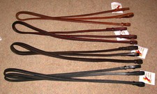 Curb Reins FSS Plain Flat Leather Smooth 4 Double Bridle Show Pelham 3/8