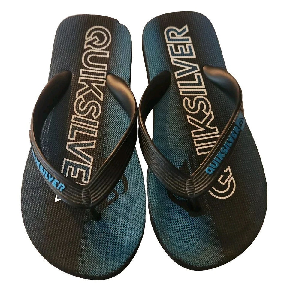 Sandálias chinelos unissex Quicksilver meninos crianças azul tamanho 2/3 preto - Imagem 2 de 4