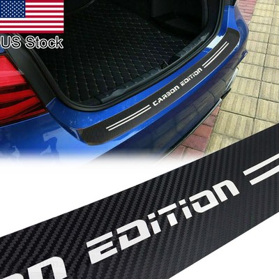 1x 39'' Carbon Fiber Pattern Rear Trunk Bumper Guard Decal Sticker Trim Universal