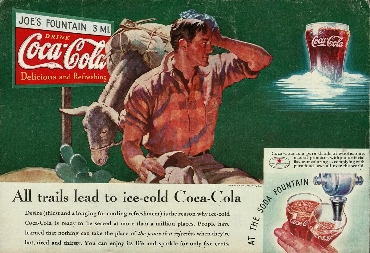 1930s Original Vintage Coca Cola Hiker Hiking Desert Cactus Art Print Ad |  eBay