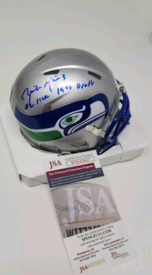 Rick Mirer Seattle Seahawks Signed Autographed TB mini helmet 2nd pick draft JSA