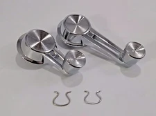 1961-66 Chevy Chrome Vent & Door Window Crank Handles Double Arm Chrome Knobs