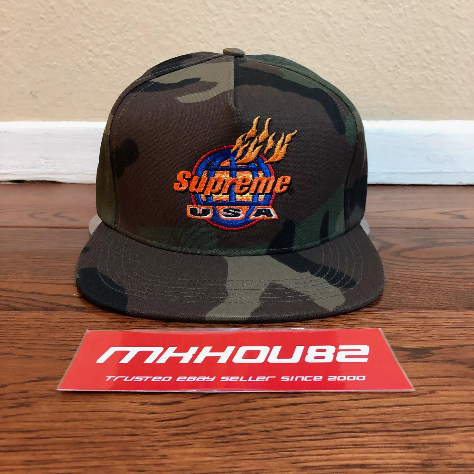 Neuf Supreme Fire 6 panneaux 5 panneaux chapeau casquette camp USA camouflage automne hiver 2017 FW17
