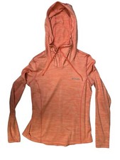 Columbia Heather Pink Small Women's Pullover Cowl Neck Hoodie With Thumbholes
