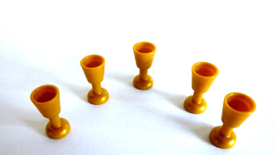 5 x LEGO  2343 City,Zubehör,Geschirr,Trinkgefäß,Becher in Goldfarbe Neuware