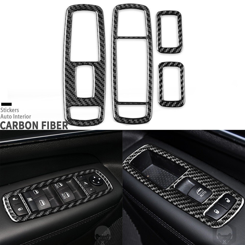 Real Carbon Fiber Window Lift Switch Panel Cover For Jeep Grand Cherokee 2011-20