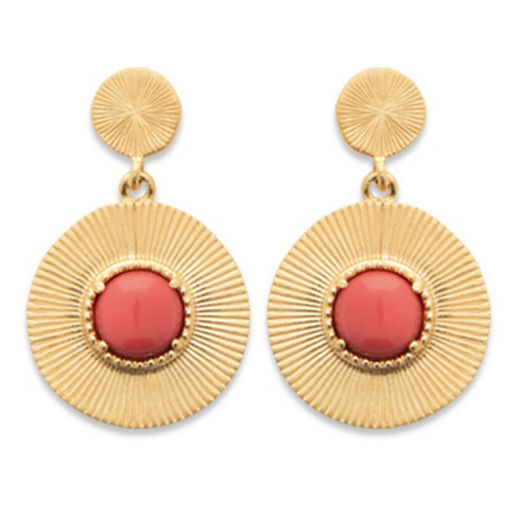 Boucles d'oreilles Cleopatra imitation corail plaqué or 750/000, le cadeau idéal pour elle