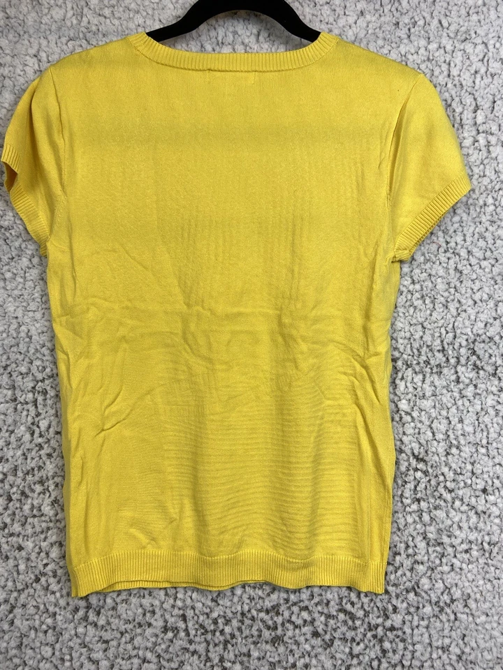 Calvin Klein Mezcla Seda Amarillo Manga Corta Cuello Redondo Suéter Claro Talla M Foto 2 de 4