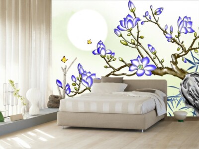 3D Flower Butterfly ZHUA44149 Wallpaper Wall Murals Removable Self-adhesive Ann