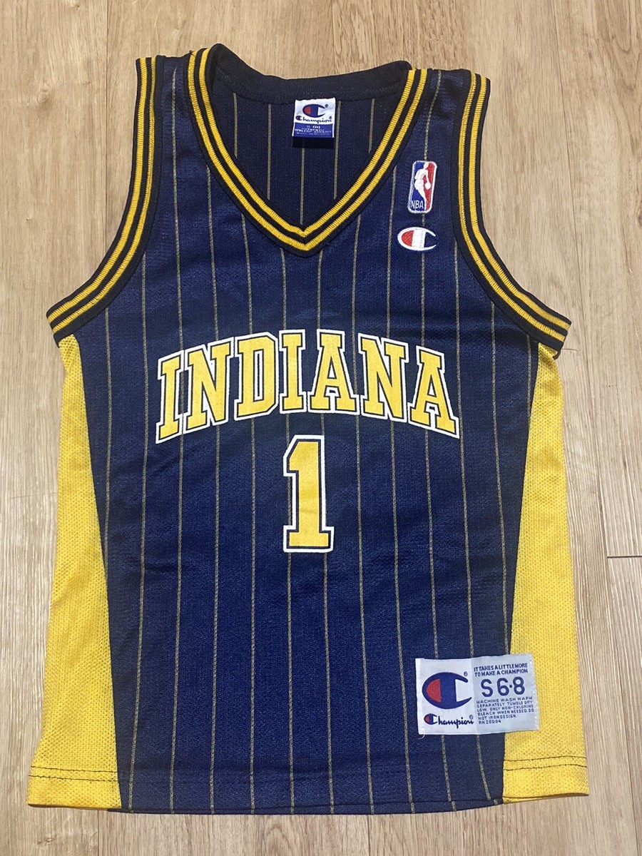 ウェア Champion NBA Indiana Pacers Vintage 90s Indiana Pacers CHAMPION Boys Basketball Jersey #1 Navy