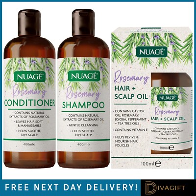 NUAGE ROSMARIN SHAMPOO & CONDITIONER FÜR HAARWACHSTUM NATÜRLICHES KOPFHAUTÖL 400ML NEU