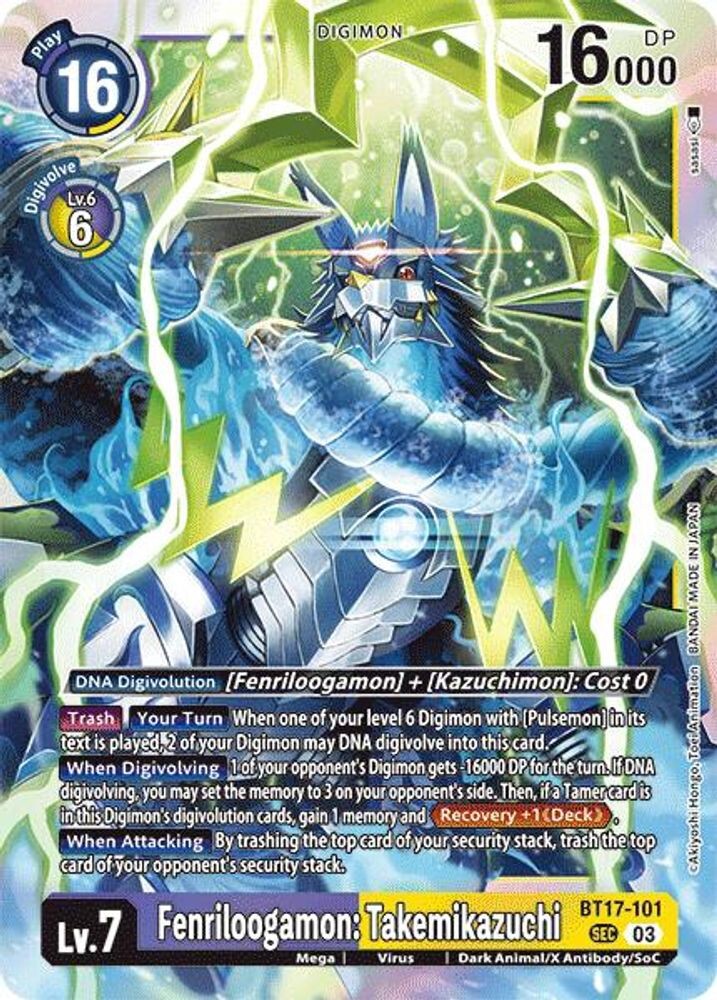 Digimon TCG Secret Crisis Secret Rare Fenriloogamon: Takemikazuchi