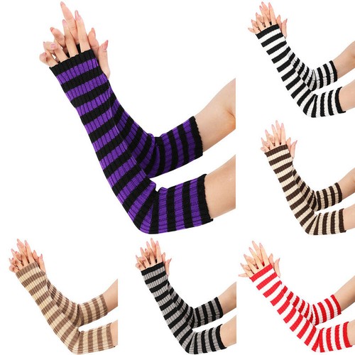 Women Girls Winter Long Fingerless Gloves Knit Stretch Soft Arm Warmer Mittens E - Foto 7