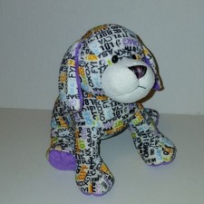 GANZ Webkinz HM697 Plush Dog Multicolor Letters Pattern Purple Paws