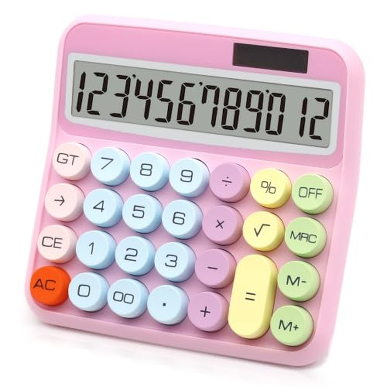 Pink Calculator, Solar Calculators Desktop, Big Button Calculator for Desk Pink