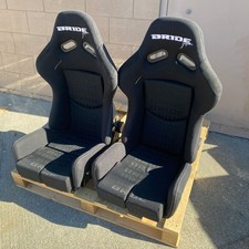 2pc Slider Black Suede Carbon Fiber Bucket Seats Bride Low Max Style Pair