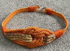 VINTAGE ROPE DESIGN ELASTIC STRETCH BELT WITH HOOK CLOSURE IN BACK
