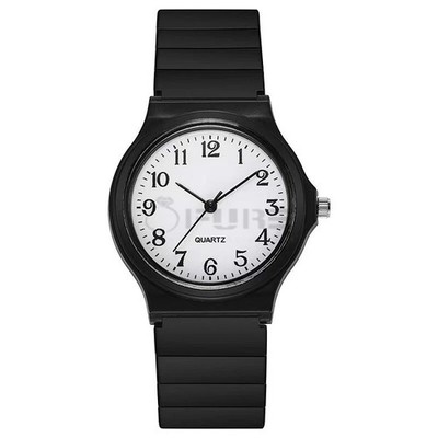 Weißes Zifferblatt Herren Damen Kinder Ultradünne Armbanduhr Weiches Band Analog Quarzuhr