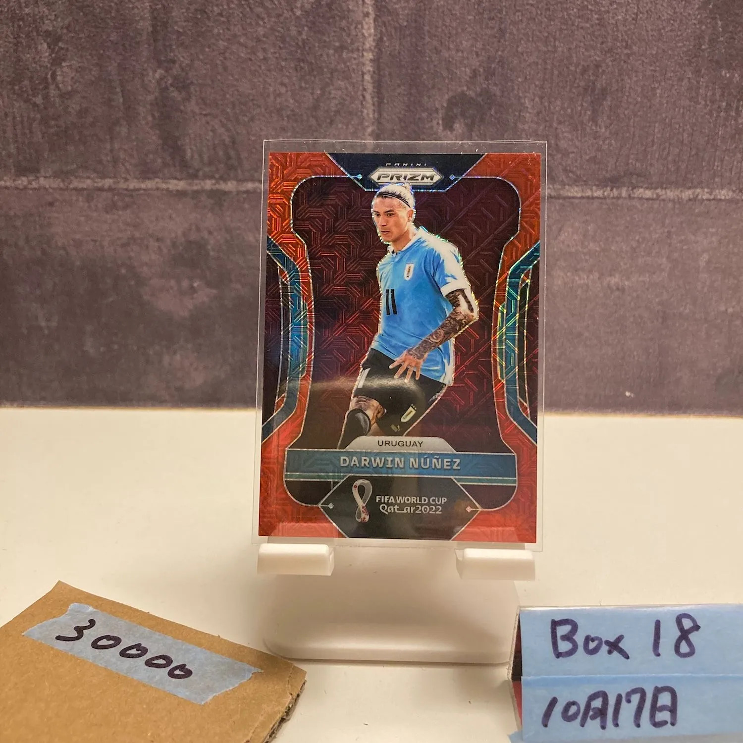 2022 Panini Prizm Fifa World Cup Qatar Darwin Nunez 90/99 Uruguay Red Mojo Refra