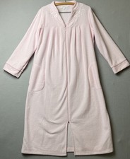 Miss Elaine Womens Pink House Dress Robe PM Petite Zip Front Embroidered Pockets