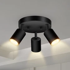 3 Light Track Lighting Fixtures Ceiling, Matte Black Round Directional Ceilin...