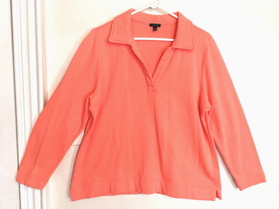Talbots Womens Sweatshirt Sweater 1XP Plus Petite Salmon Pink Johnny Collar Soft