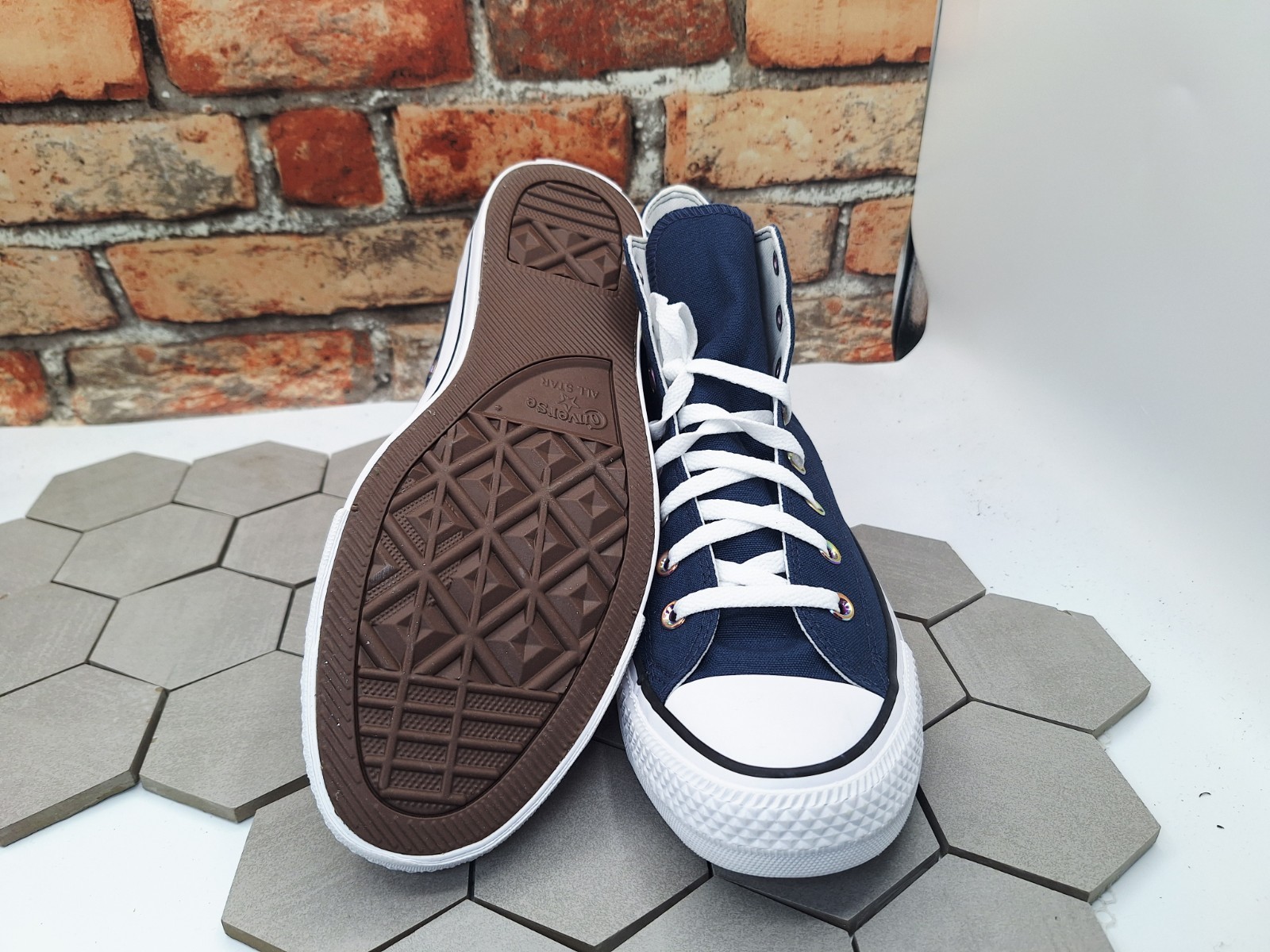 Men Size 11 Converse All Star Hi Blue White Iridescent Eyelet Logo Custom Color thumbnail 4