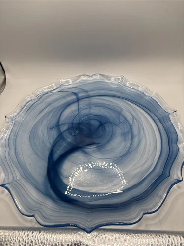 Dinner  Plate Cobalt Blue Glass Swirl Artistic Accents Turkish New 11''
