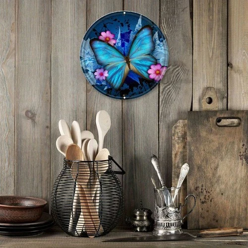 Butterfly Wreath 8x8in Vintage Metal Tin Sign for Home Decor