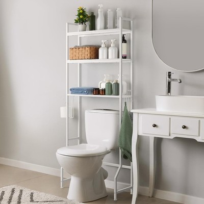 Over The Toilet Storage Rack 3 Tier Bathroom Organizer Wooden Behind The
