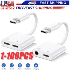 2in1 Charger and Headphone USB Type C to 3.5mm Aux Audio Cable Cord Adapter Lot