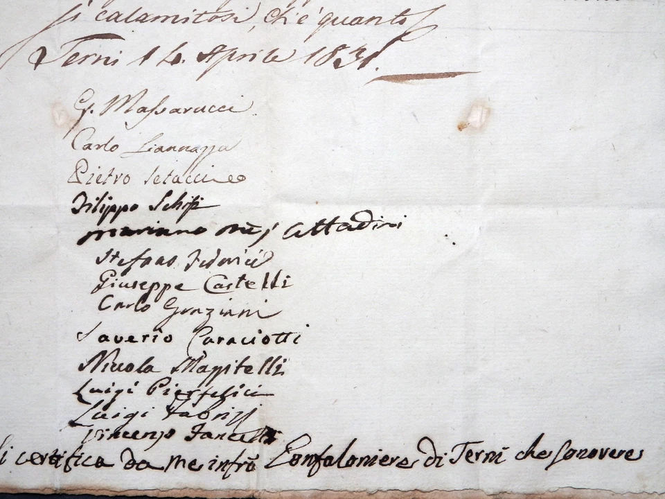 ITALY ITALIEN HANDSCHRIFT MANUSCRIPT UMBRIEN TERNI GIOVANNI MANASSEI SIEGEL 1831 - Bild 2 von 4