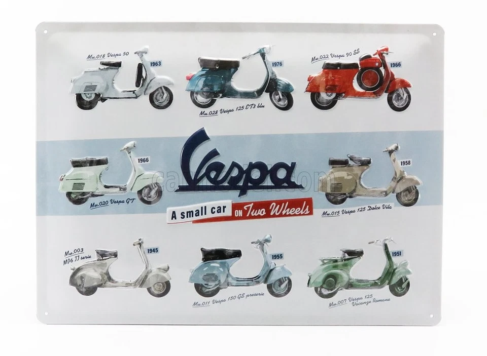 MODÉLISATION DÉCORATION PLAQUE 3D MÉTAL PLAQUE PIAGGIO VESPA COLLAGE BLANC - Photo 1/1