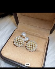 Gold Tone Clip-On Dangle Earrings Cluster Sim...