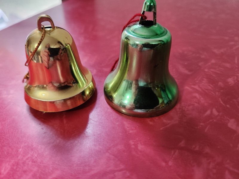  Vintage Set of 2 Plastic Bell Christmas Ornaments 2 1/2 (no bell inside)