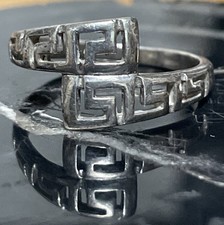 Sterling Silver Greek Key Bypass Ring Size 8.25