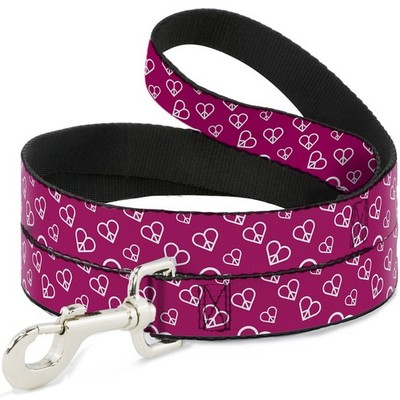 Dog Leash Mini Peace Hearts Fuchsia/White (US IMPORT)