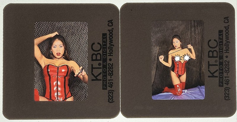 LOT of (2)  Asian Adult Film Busty Lingerie Bikini Pinup 35mm Color Slides TU3