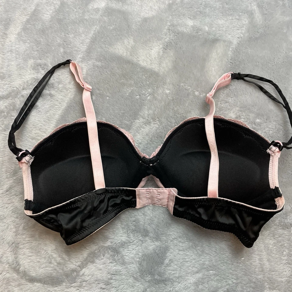 Victoria's Secret сексуальный маленькая вещь бюстгальтер 32D черный розовый русалка литой пуш-ап - Изображение 2 из 4