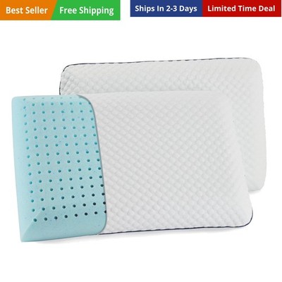 Gel Memory Foam Pillow - Standard Size - 2-Pack - Medium Firm Feel - Neck & S...