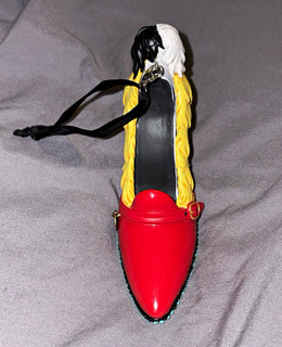 Disney Parks Cruella De Vil High Heel Shoe Hanging Ornament Red Yellow Black