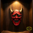 Chinese Folk Art Wood Carved Painted NUO MASK Walldecor Art - The Judge of Hell