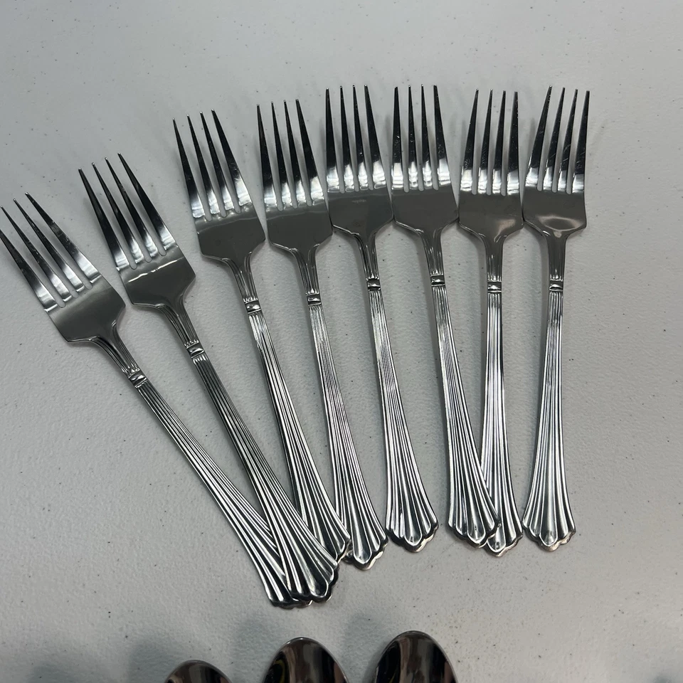 ESTIA Acero Inoxidable Dorian Acanalado Cubiertos Lote 44 Piezas Tenedor Cuchara Cuchillo Foto 4 de 4