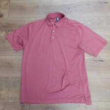 Foot Joy FJ Golf Polo Performance Shirt Men's XL Red Grey Stripe Athletic Fit