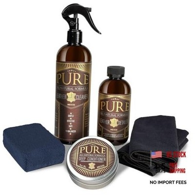 Leather Cleaner, Conditioner and Detailer Kit - Natural Beeswax Formula for