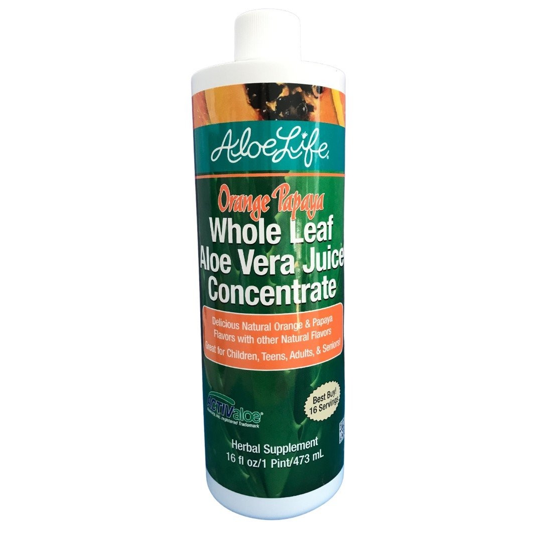 Aloe Life Whole Leaf Aloe Vera Juice Concentrate-OrangePapaya 16 oz Liquid 6390₽