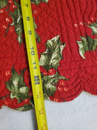 Vintage Set of 4 Rectangle Holly Quilted Reversable Christmas Placemats 19" - Picture 5 of 6