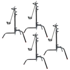 Matthews 20" C Stand with Turtle Base and Grip Head and Arm, Chrome, 4-Pack